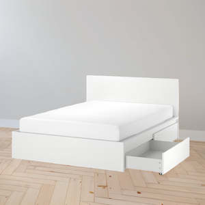 IKEA MALM Bed with 4 drawers, white, Queen