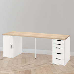 New Lower Price: IKEA LAGKAPTEN / ALEX Desk, 200x60 cm, oak/white drawer/storage