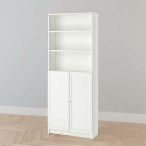 Billy Bookcases: IKEA BILLY Bookcase with half doors, white, 80x30x202 cm