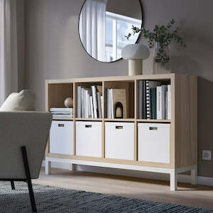 Kallax Shelving: IKEA KALLAX Shelving with underframe, oak effect/white, 147x94 cm