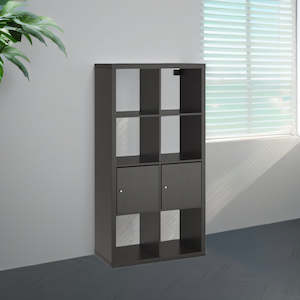 Kallax Shelving: IKEA KALLAX Shelving with 2 doors, 4x2, black-brown, 77x147 cm