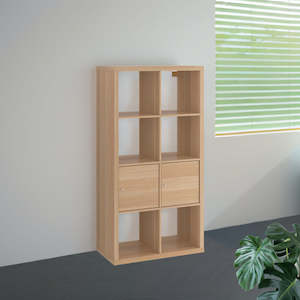 Kallax Shelving: IKEA KALLAX Shelving with 2 doors, 4x2, oak effect, 4x2, 77x147 cm
