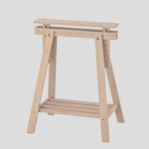 Lagkapten Alex Desk: IKEA MITTBACK Trestle, birch, 58x70/93 cm