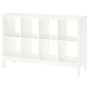 IKEA KALLAX Shelving with underframe, white/black, 147x94 cm
