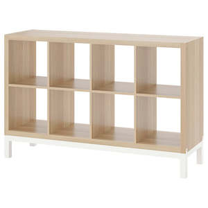 IKEA KALLAX Shelving with underframe, oak effect/white, 147x94 cm