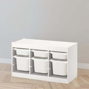 Childrens Storage: IKEA TROFAST Storage with 6 boxes, white, 99x44x56 cm