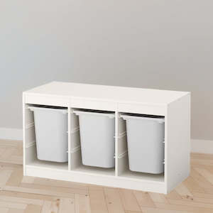 IKEA TROFAST Storage with 3 boxes, white, 99x44x56 cm