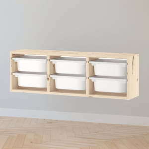 IKEA TROFAST Wall storage with 6 boxes, pine/white, 93x21x30 cm