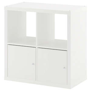 IKEA KALLAX Shelving with 2 doors, white, 77x77 cm