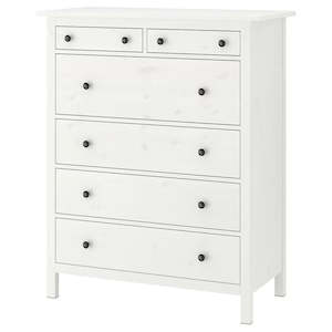 Chest Of Drawers Drawer Units: IKEA HEMNES Chest of 6 drawers, white stain, 108x131cm (Sample Clearance)