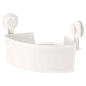 IKEA TISKEN Corner basket with suction cup, white