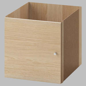 Kallax Shelving: IKEA KALLAX Insert with door, oak effect, 33x33 cm