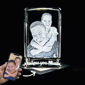 NZ Made Personalised 3D Photo Crystal Rectangle - 60mm x 100mm x 50mm