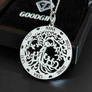 NZ Made Family Tree Personalised Custom Pendant with 925 Sterling Silver Necklace