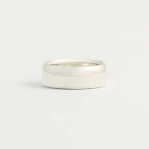White Gold: White Gold Wedding Band - 7mm Wide - Rounded - Polished