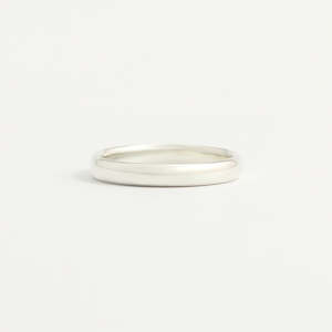 White Gold: White Gold Wedding Band - 3mm Wide - Rounded - Polished