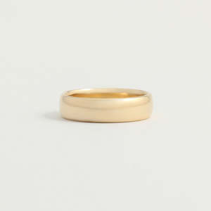 Yellow Gold Wedding Band - 5mm Wide - Rounded - Polished