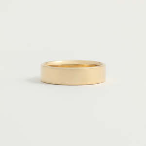 Yellow Gold Wedding Band - 5mm Wide - Flat - Polished