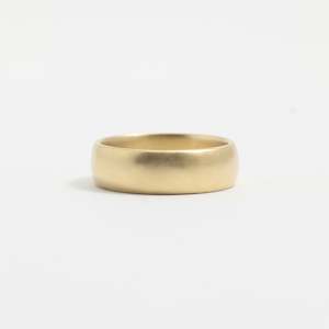 Yellow Gold Wedding Band - 6mm Wide - Rounded - Matte