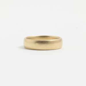 Yellow Gold Wedding Band - 5mm Wide - Rounded - Matte