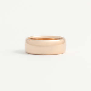 Rose Gold Wedding Band - 7mm Wide - Rounded - Polished