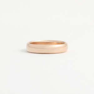 Rose Gold: Rose Gold Wedding Band - 4mm Wide - Rounded - Polished
