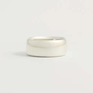 White Gold Wedding Band - 8mm Wide - Rounded - Polished