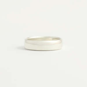 White Gold Wedding Band - 5mm Wide - Rounded - Polished