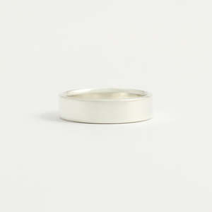 White Gold Wedding Band - 5mm Wide - Flat - Polished