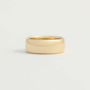 Yellow Gold Wedding Band - 7mm Wide - Rounded - Polished