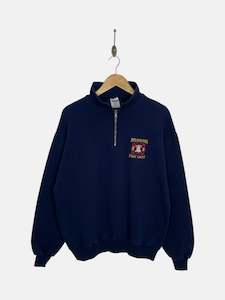 90's Fire Dept Embroidered Vintage Quarterzip Sweater Size L