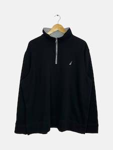 Collared Sweatshirts: 90's Nautica Embroidered Vintage Quarterzip Sweatshirt Size XL-2XL
