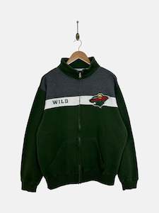 Collared Sweatshirts: 90's Minnesota Wild Embroidered Vintage Quarterzip Sweatshirt Size M
