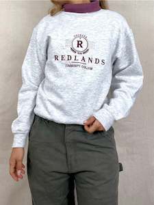90's Redlands College USA Made Embroidered Vintage Mock-Neck Sweatshirt Size 10