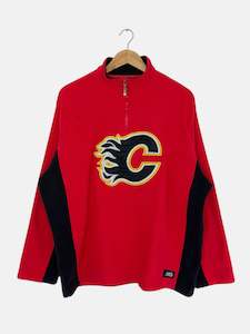 90's Calgary Flames Embroidered NHL Vintage Quarter-zip Sweatshirt Size XL