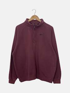 Mens Sweatshirts: 90's Reebok Embroidered Vintage Quarter-zip Sweatshirt Size XL