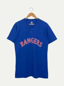 All T Shirts: 90's Rangers Vintage Button-up T-Shirt Size S-M