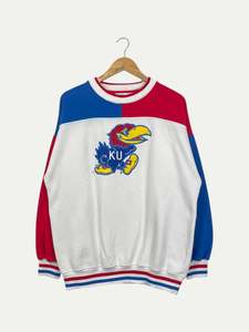 Mens Sweatshirts: 90's Kansas Jayhawks Embroidered Vintage Sweatshirt Size XL