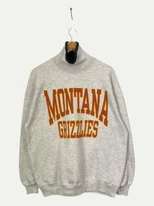 Grey: 90's Montana Grizzlies Vintage High-neck Sweatshirt Size XL