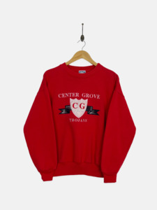 90's Centre Grove Trojans USA Made Embroidered Vintage Sweatshirt Size 8