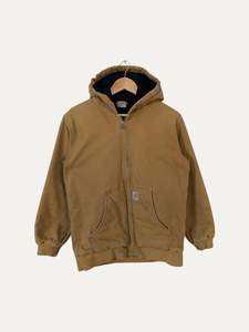90's Youth Carhartt Vintage Quilt Lined Heavy Duty Hooded Jacket Size XL
