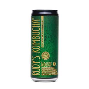 Rudy’s Kombucha Matcha & Passionfruit 330ml – No Added Sugar