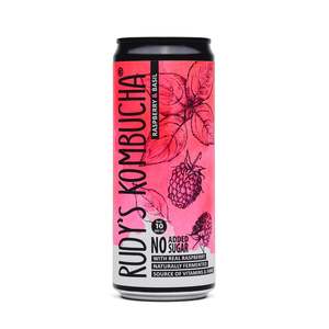 Rudy’s Kombucha Raspberry & Basil 330ml – No Added Sugar