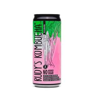 Rudy’s Kombucha Rhubarb 330ml – No Added Sugar