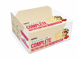 VYBEY Complete Nutrition Bar White Choc Raspberry 80g – Display Case of 12 Bars