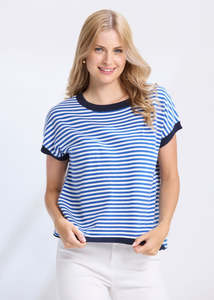 Stella and Gemma Laneway Top - Cobalt Stripe