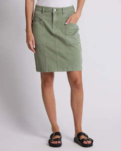 Stella Gemma: Stella and Gemma Strike Skirt - Khaki Denim