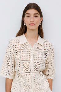 Yerse Crochet Cardigan - Ecru