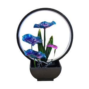 Best Interior Design: Water Feature- Metal Flowers & Ring Light