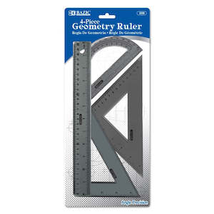 BAZIC 4 Piece Geometry Ruler Combination Sets (Product of USA)
